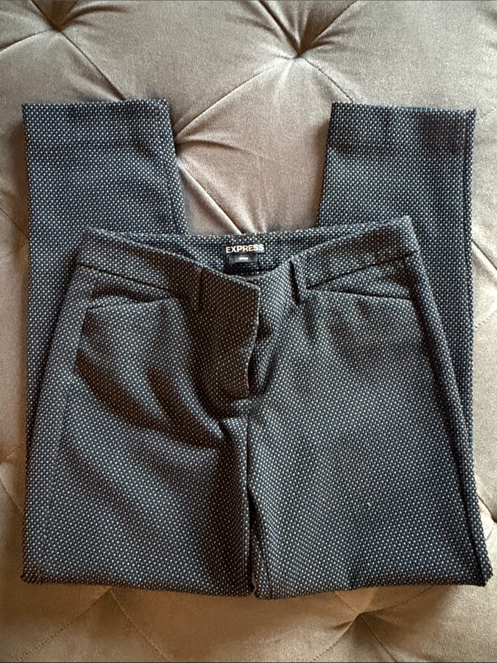 Express Editor Black Microdot Dress Cropped Pants